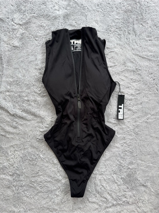 Ta3 Other - TA3 Black Zip-Front One-Piece Swimsuit